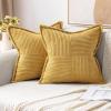 MIULEE Orange Fall Corduroy Decorative Euro Sham Pillow Covers 24×24 Inch with Splicing Set of 2 Soft Boho Pillow Covers Broadside Textured Summer Pillowcases for Couch Bed Livingroom(Gold)