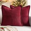 MIULEE Orange Fall Corduroy Decorative Euro Sham Pillow Covers 24×24 Inch with Splicing Set of 2 Soft Boho Pillow Covers Broadside Textured Summer Pillowcases for Couch Bed Livingroom(Burgundy)