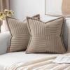 MIULEE Orange Fall Corduroy Decorative Euro Sham Pillow Covers 24×24 Inch with Splicing Set of 2 Soft Boho Pillow Covers Broadside Textured Summer Pillowcases for Couch Bed Livingroom(Light Brown)