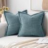 MIULEE Orange Fall Corduroy Decorative Euro Sham Pillow Covers 24×24 Inch with Splicing Set of 2 Soft Boho Pillow Covers Broadside Textured Summer Pillowcases for Couch Bed Livingroom(Dusty Blue)