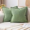 MIULEE Orange Fall Corduroy Decorative Euro Sham Pillow Covers 24×24 Inch with Splicing Set of 2 Soft Boho Pillow Covers Broadside Textured Summer Pillowcases for Couch Bed Livingroom(Sage Green)