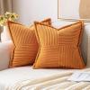 MIULEE Orange Fall Corduroy Decorative Euro Sham Pillow Covers 24×24 Inch with Splicing Set of 2 Soft Boho Pillow Covers Broadside Textured Summer Pillowcases for Couch Bed Livingroom(Burnt Orange)