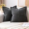 MIULEE Orange Fall Corduroy Decorative Euro Sham Pillow Covers 24×24 Inch with Splicing Set of 2 Soft Boho Pillow Covers Broadside Textured Summer Pillowcases for Couch Bed Livingroom(Dark Grey)