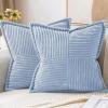 MIULEE Orange Fall Corduroy Decorative Euro Sham Pillow Covers 24×24 Inch with Splicing Set of 2 Soft Boho Pillow Covers Broadside Textured Summer Pillowcases for Couch Bed Livingroom(Lightblue)