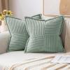 MIULEE Orange Fall Corduroy Decorative Euro Sham Pillow Covers 24×24 Inch with Splicing Set of 2 Soft Boho Pillow Covers Broadside Textured Summer Pillowcases for Couch Bed Livingroom(Greyish Green)