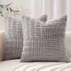 MIULEE Set of 2 Light Brown Decorative Pillow Covers 18×18 Inch Textured Striped Patchwork Accents Farmhouse Boho Soft Corduroy Couch Pillows for Sofa Living Room Bed Home Decor(Light Grey)