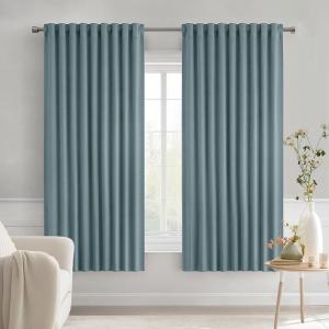 MIULEE Christmas Hunter Green Back Tab Blackout Curtains 84 Inch Length 2 Panels Set for Living Room Bedroom, Rod Pocket/Pinch Pleat Thermal Insulated Room Darkening Pleated Light Blocking Drapes(Greyish Blue)