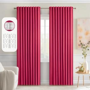 MIULEE Christmas Hunter Green Back Tab Blackout Curtains 84 Inch Length 2 Panels Set for Living Room Bedroom, Rod Pocket/Pinch Pleat Thermal Insulated Room Darkening Pleated Light Blocking Drapes(Hot Pink)