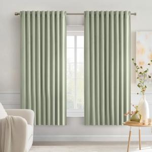 MIULEE Christmas Hunter Green Back Tab Blackout Curtains 84 Inch Length 2 Panels Set for Living Room Bedroom, Rod Pocket/Pinch Pleat Thermal Insulated Room Darkening Pleated Light Blocking Drapes(Sage Green)