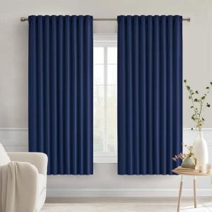 MIULEE Christmas Hunter Green Back Tab Blackout Curtains 84 Inch Length 2 Panels Set for Living Room Bedroom, Rod Pocket/Pinch Pleat Thermal Insulated Room Darkening Pleated Light Blocking Drapes(Navy Blue)