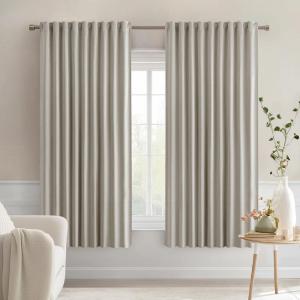 MIULEE Christmas Hunter Green Back Tab Blackout Curtains 84 Inch Length 2 Panels Set for Living Room Bedroom, Rod Pocket/Pinch Pleat Thermal Insulated Room Darkening Pleated Light Blocking Drapes(Stone)