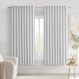 MIULEE Christmas Hunter Green Back Tab Blackout Curtains 84 Inch Length 2 Panels Set for Living Room Bedroom, Rod Pocket/Pinch Pleat Thermal Insulated Room Darkening Pleated Light Blocking Drapes(Greyish White)