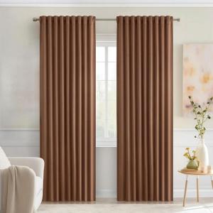 MIULEE Christmas Hunter Green Back Tab Blackout Curtains 84 Inch Length 2 Panels Set for Living Room Bedroom, Rod Pocket/Pinch Pleat Thermal Insulated Room Darkening Pleated Light Blocking Drapes(Cappuccino Brown)