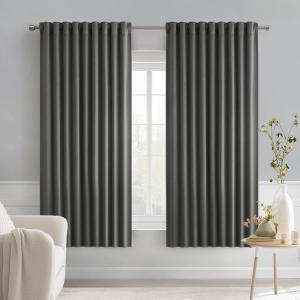 MIULEE Christmas Hunter Green Back Tab Blackout Curtains 84 Inch Length 2 Panels Set for Living Room Bedroom, Rod Pocket/Pinch Pleat Thermal Insulated Room Darkening Pleated Light Blocking Drapes(Grey)