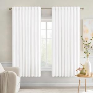 MIULEE Christmas Hunter Green Back Tab Blackout Curtains 84 Inch Length 2 Panels Set for Living Room Bedroom, Rod Pocket/Pinch Pleat Thermal Insulated Room Darkening Pleated Light Blocking Drapes(Pure White)
