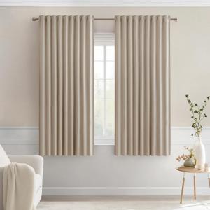 MIULEE Christmas Hunter Green Back Tab Blackout Curtains 84 Inch Length 2 Panels Set for Living Room Bedroom, Rod Pocket/Pinch Pleat Thermal Insulated Room Darkening Pleated Light Blocking Drapes(Taupe)
