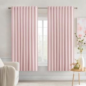 MIULEE Christmas Hunter Green Back Tab Blackout Curtains 84 Inch Length 2 Panels Set for Living Room Bedroom, Rod Pocket/Pinch Pleat Thermal Insulated Room Darkening Pleated Light Blocking Drapes(Baby Pink)