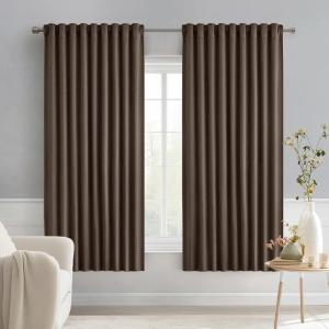 MIULEE Christmas Hunter Green Back Tab Blackout Curtains 84 Inch Length 2 Panels Set for Living Room Bedroom, Rod Pocket/Pinch Pleat Thermal Insulated Room Darkening Pleated Light Blocking Drapes(Chocolate Brown)