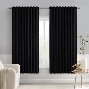 MIULEE Christmas Hunter Green Back Tab Blackout Curtains 84 Inch Length 2 Panels Set for Living Room Bedroom, Rod Pocket/Pinch Pleat Thermal Insulated Room Darkening Pleated Light Blocking Drapes(Black)