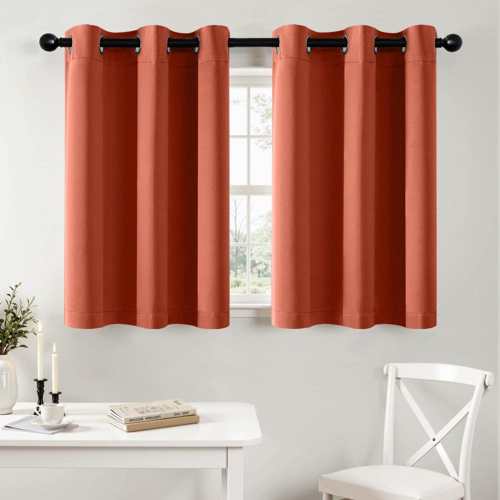 imageMIULEE Burgundy Red Blackout Curtains for Bedroom Living Room 72 Inches Long 2 Panels Thermal Insulated Drapes Solid Grommet Top Noise Reduction Christmas Window Treatments W40 x L72 InchBurnt Orange