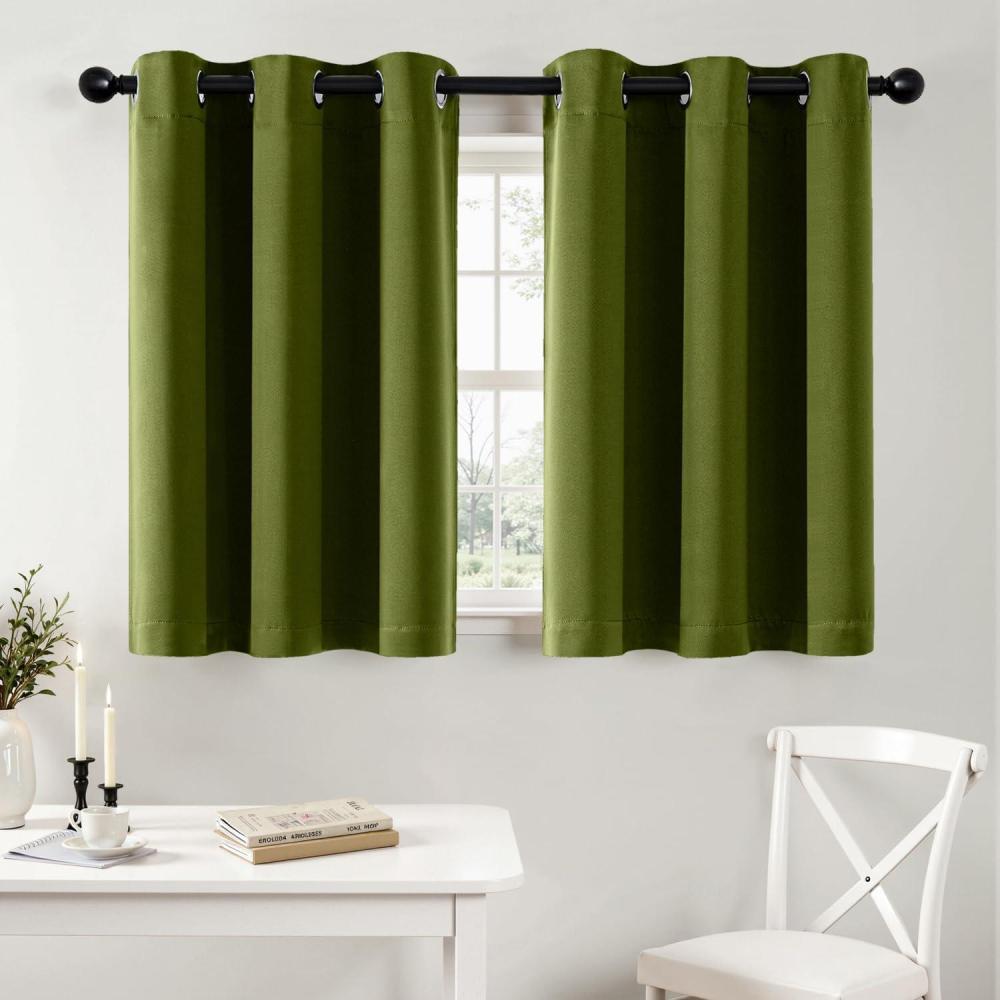 imageMIULEE Burgundy Red Blackout Curtains for Bedroom Living Room 72 Inches Long 2 Panels Thermal Insulated Drapes Solid Grommet Top Noise Reduction Christmas Window Treatments W40 x L72 InchLight Olive Green
