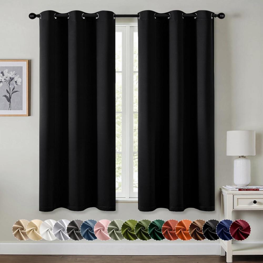 imageMIULEE Burgundy Red Blackout Curtains for Bedroom Living Room 72 Inches Long 2 Panels Thermal Insulated Drapes Solid Grommet Top Noise Reduction Christmas Window Treatments W40 x L72 InchBlack
