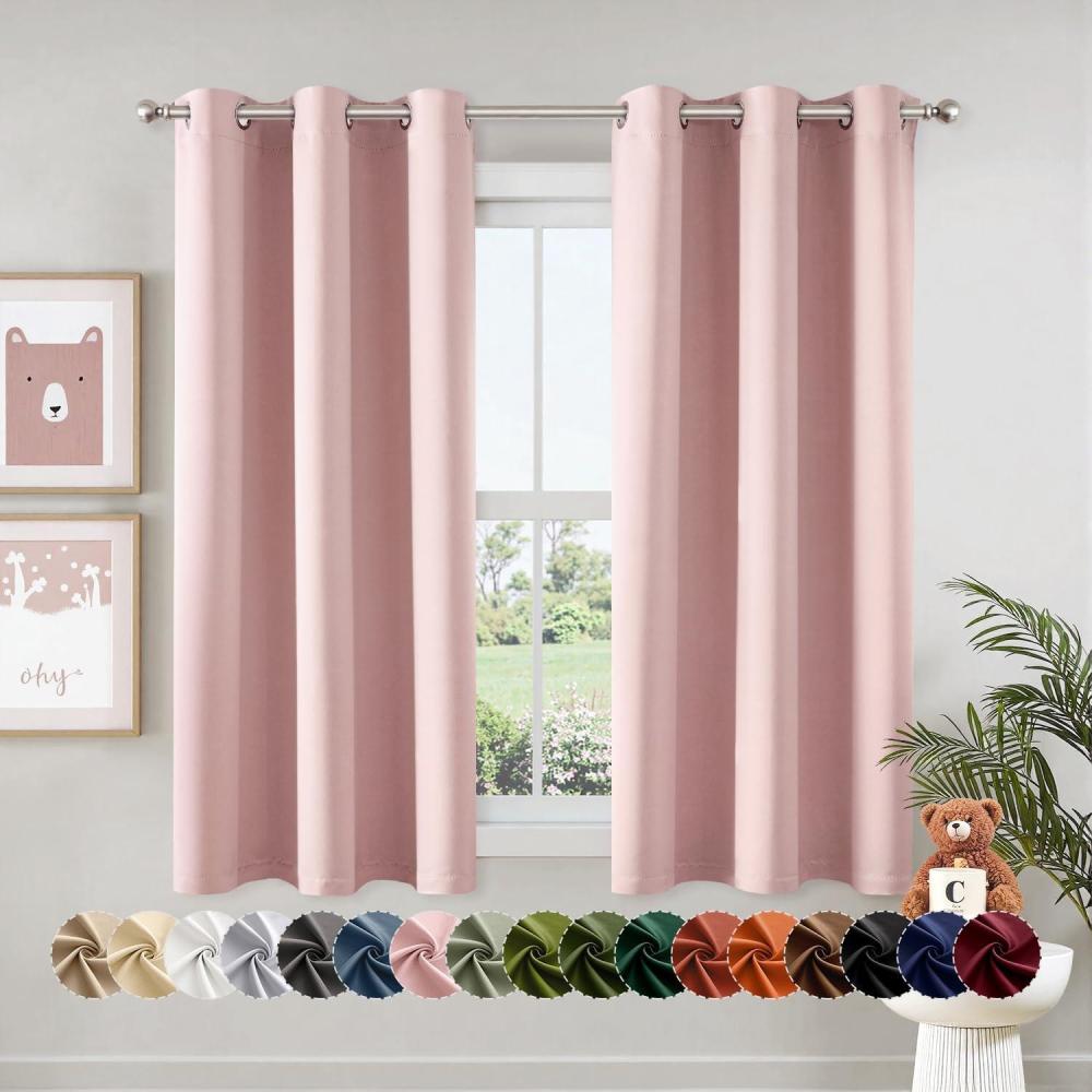 imageMIULEE Burgundy Red Blackout Curtains for Bedroom Living Room 72 Inches Long 2 Panels Thermal Insulated Drapes Solid Grommet Top Noise Reduction Christmas Window Treatments W40 x L72 InchBaby Pink