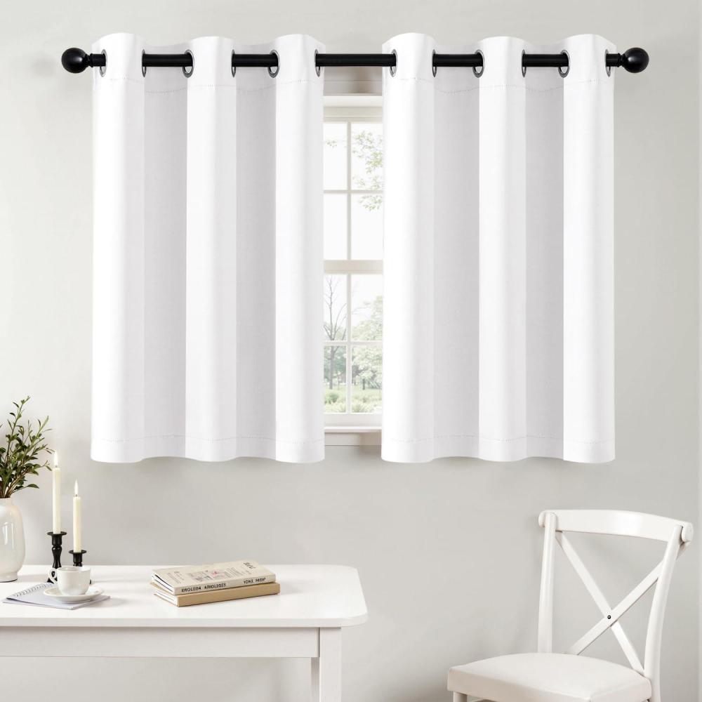 imageMIULEE Burgundy Red Blackout Curtains for Bedroom Living Room 72 Inches Long 2 Panels Thermal Insulated Drapes Solid Grommet Top Noise Reduction Christmas Window Treatments W40 x L72 InchPure White