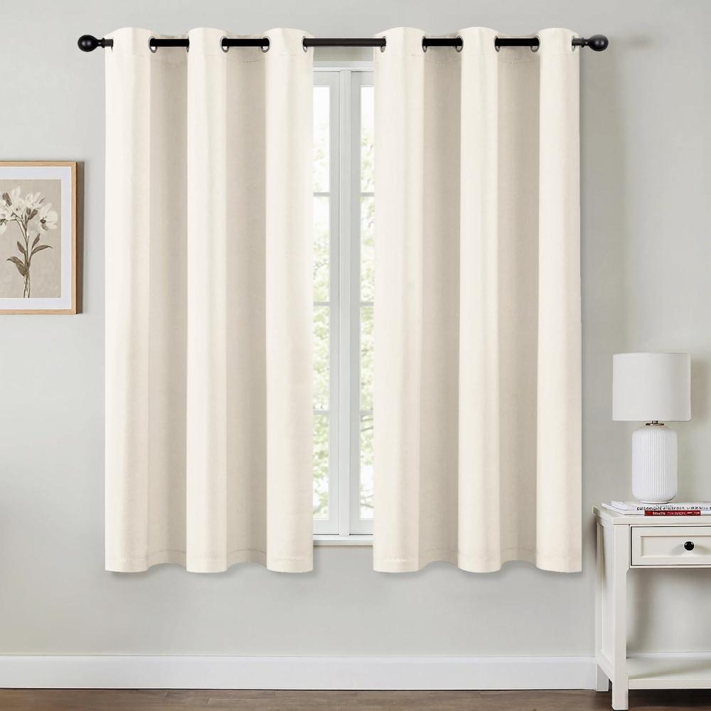 imageMIULEE Burgundy Red Blackout Curtains for Bedroom Living Room 72 Inches Long 2 Panels Thermal Insulated Drapes Solid Grommet Top Noise Reduction Christmas Window Treatments W40 x L72 InchBeige White