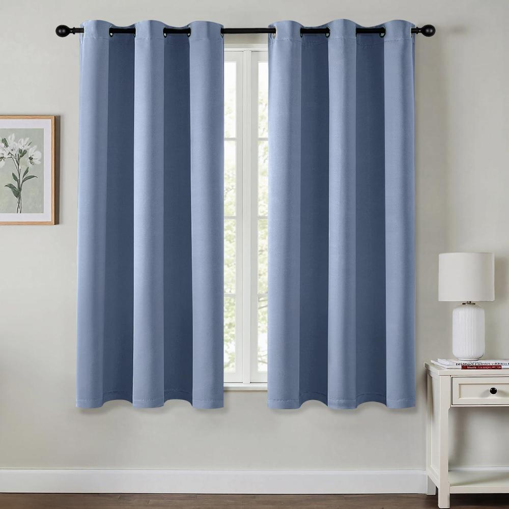 imageMIULEE Burgundy Red Blackout Curtains for Bedroom Living Room 72 Inches Long 2 Panels Thermal Insulated Drapes Solid Grommet Top Noise Reduction Christmas Window Treatments W40 x L72 InchDenim Blue