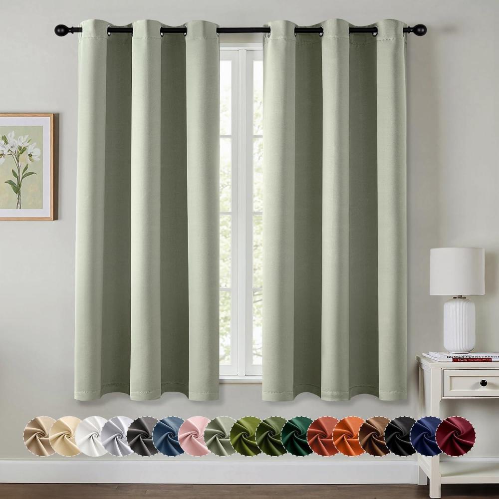 imageMIULEE Burgundy Red Blackout Curtains for Bedroom Living Room 72 Inches Long 2 Panels Thermal Insulated Drapes Solid Grommet Top Noise Reduction Christmas Window Treatments W40 x L72 InchSage Green