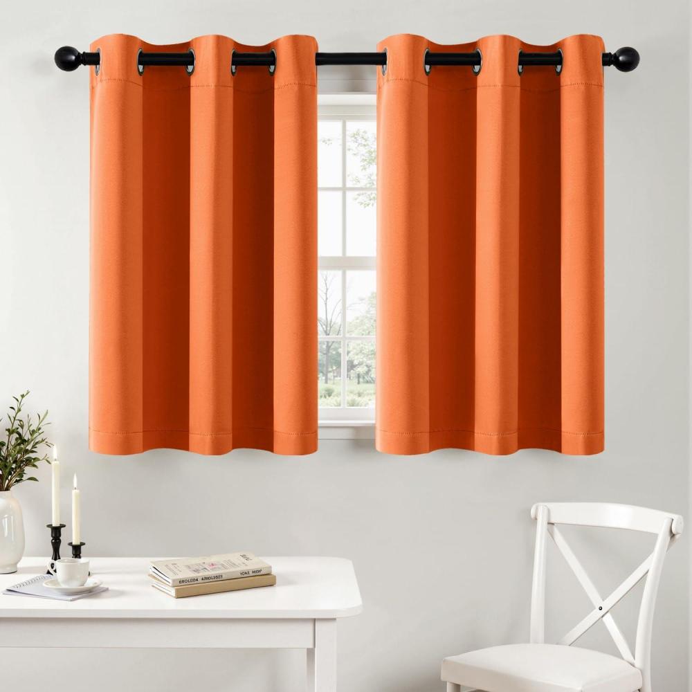 imageMIULEE Burgundy Red Blackout Curtains for Bedroom Living Room 72 Inches Long 2 Panels Thermal Insulated Drapes Solid Grommet Top Noise Reduction Christmas Window Treatments W40 x L72 InchOrange