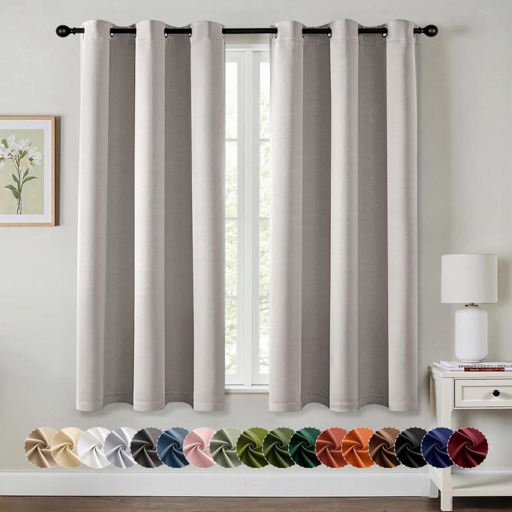 imageMIULEE Burgundy Red Blackout Curtains for Bedroom Living Room 72 Inches Long 2 Panels Thermal Insulated Drapes Solid Grommet Top Noise Reduction Christmas Window Treatments W40 x L72 InchStone