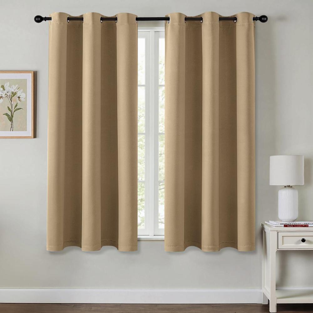 imageMIULEE Burgundy Red Blackout Curtains for Bedroom Living Room 72 Inches Long 2 Panels Thermal Insulated Drapes Solid Grommet Top Noise Reduction Christmas Window Treatments W40 x L72 InchTaupe Brown