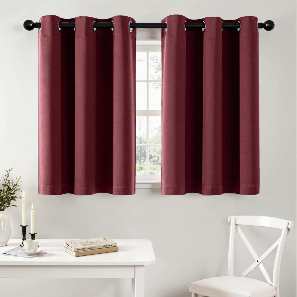 imageMIULEE Burgundy Red Blackout Curtains for Bedroom Living Room 72 Inches Long 2 Panels Thermal Insulated Drapes Solid Grommet Top Noise Reduction Christmas Window Treatments W40 x L72 InchBurgundy Red