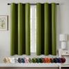 MIULEE Burgundy Red Blackout Curtains for Bedroom Living Room 72 Inches Long 2 Panels, Thermal Insulated Drapes Solid Grommet Top Noise Reduction Christmas Window Treatments W40 x L72 Inch(Light Olive Green)
