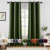 MIULEE Burgundy Red Blackout Curtains for Bedroom Living Room 72 Inches Long 2 Panels, Thermal Insulated Drapes Solid Grommet Top Noise Reduction Christmas Window Treatments W40 x L72 Inch(Olive Green)