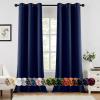 MIULEE Burgundy Red Blackout Curtains for Bedroom Living Room 72 Inches Long 2 Panels, Thermal Insulated Drapes Solid Grommet Top Noise Reduction Christmas Window Treatments W40 x L72 Inch(Navy Blue)