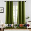 MIULEE Burgundy Red Blackout Curtains for Bedroom Living Room 72 Inches Long 2 Panels, Thermal Insulated Drapes Solid Grommet Top Noise Reduction Christmas Window Treatments W40 x L72 Inch(Light Olive Green)