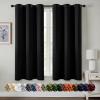 MIULEE Burgundy Red Blackout Curtains for Bedroom Living Room 72 Inches Long 2 Panels, Thermal Insulated Drapes Solid Grommet Top Noise Reduction Christmas Window Treatments W40 x L72 Inch(Black)