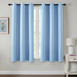 MIULEE Burgundy Red Blackout Curtains for Bedroom Living Room 72 Inches Long 2 Panels, Thermal Insulated Drapes Solid Grommet Top Noise Reduction Christmas Window Treatments W40 x L72 Inch(Sky Blue)