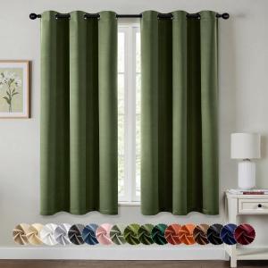 MIULEE Burgundy Red Blackout Curtains for Bedroom Living Room 72 Inches Long 2 Panels, Thermal Insulated Drapes Solid Grommet Top Noise Reduction Christmas Window Treatments W40 x L72 Inch(Olive Green)