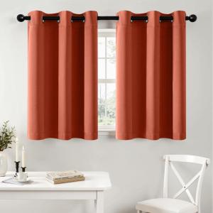 MIULEE Burgundy Red Blackout Curtains for Bedroom Living Room 72 Inches Long 2 Panels, Thermal Insulated Drapes Solid Grommet Top Noise Reduction Christmas Window Treatments W40 x L72 Inch(Burnt Orange)