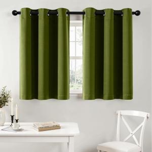 MIULEE Burgundy Red Blackout Curtains for Bedroom Living Room 72 Inches Long 2 Panels, Thermal Insulated Drapes Solid Grommet Top Noise Reduction Christmas Window Treatments W40 x L72 Inch(Light Olive Green)