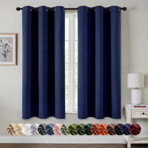 MIULEE Burgundy Red Blackout Curtains for Bedroom Living Room 72 Inches Long 2 Panels, Thermal Insulated Drapes Solid Grommet Top Noise Reduction Christmas Window Treatments W40 x L72 Inch(Navy Blue)