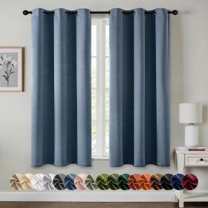 MIULEE Burgundy Red Blackout Curtains for Bedroom Living Room 72 Inches Long 2 Panels, Thermal Insulated Drapes Solid Grommet Top Noise Reduction Christmas Window Treatments W40 x L72 Inch(Stone Blue)