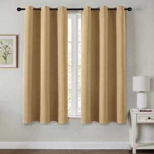 MIULEE Burgundy Red Blackout Curtains for Bedroom Living Room 72 Inches Long 2 Panels, Thermal Insulated Drapes Solid Grommet Top Noise Reduction Christmas Window Treatments W40 x L72 Inch(Gold)