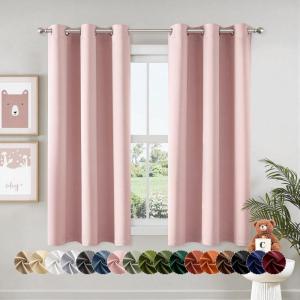MIULEE Burgundy Red Blackout Curtains for Bedroom Living Room 72 Inches Long 2 Panels, Thermal Insulated Drapes Solid Grommet Top Noise Reduction Christmas Window Treatments W40 x L72 Inch(Baby Pink)