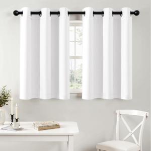 MIULEE Burgundy Red Blackout Curtains for Bedroom Living Room 72 Inches Long 2 Panels, Thermal Insulated Drapes Solid Grommet Top Noise Reduction Christmas Window Treatments W40 x L72 Inch(Pure White)