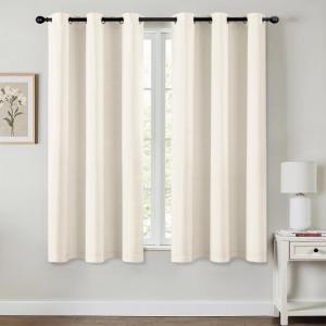 MIULEE Burgundy Red Blackout Curtains for Bedroom Living Room 72 Inches Long 2 Panels, Thermal Insulated Drapes Solid Grommet Top Noise Reduction Christmas Window Treatments W40 x L72 Inch(Beige White)